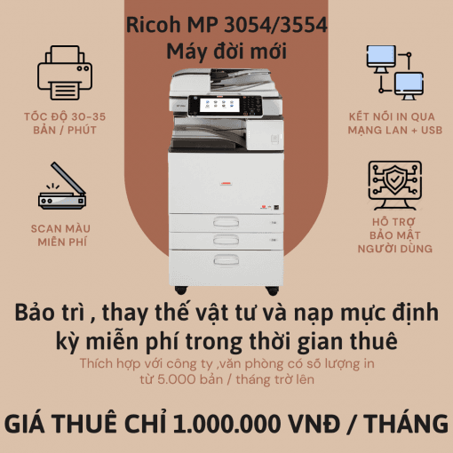 Cho thuê máy photocopy ricoh mp 3054 3554