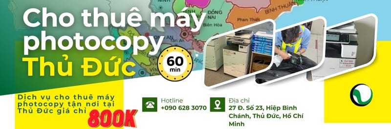 Bản đồ khu vực hỗ trợ nhanh của dịch vụ cho thuê máy photocopy Thủ Đức.