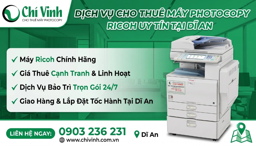 Dịch vụ cho thuê máy photocopy Ricoh tại Dĩ An